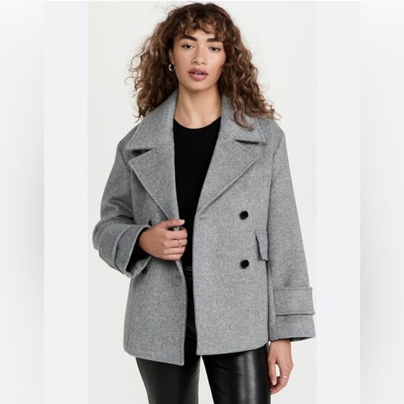 Club Monaco Relaxed Grey Pea Coat - Picture 1 of 14